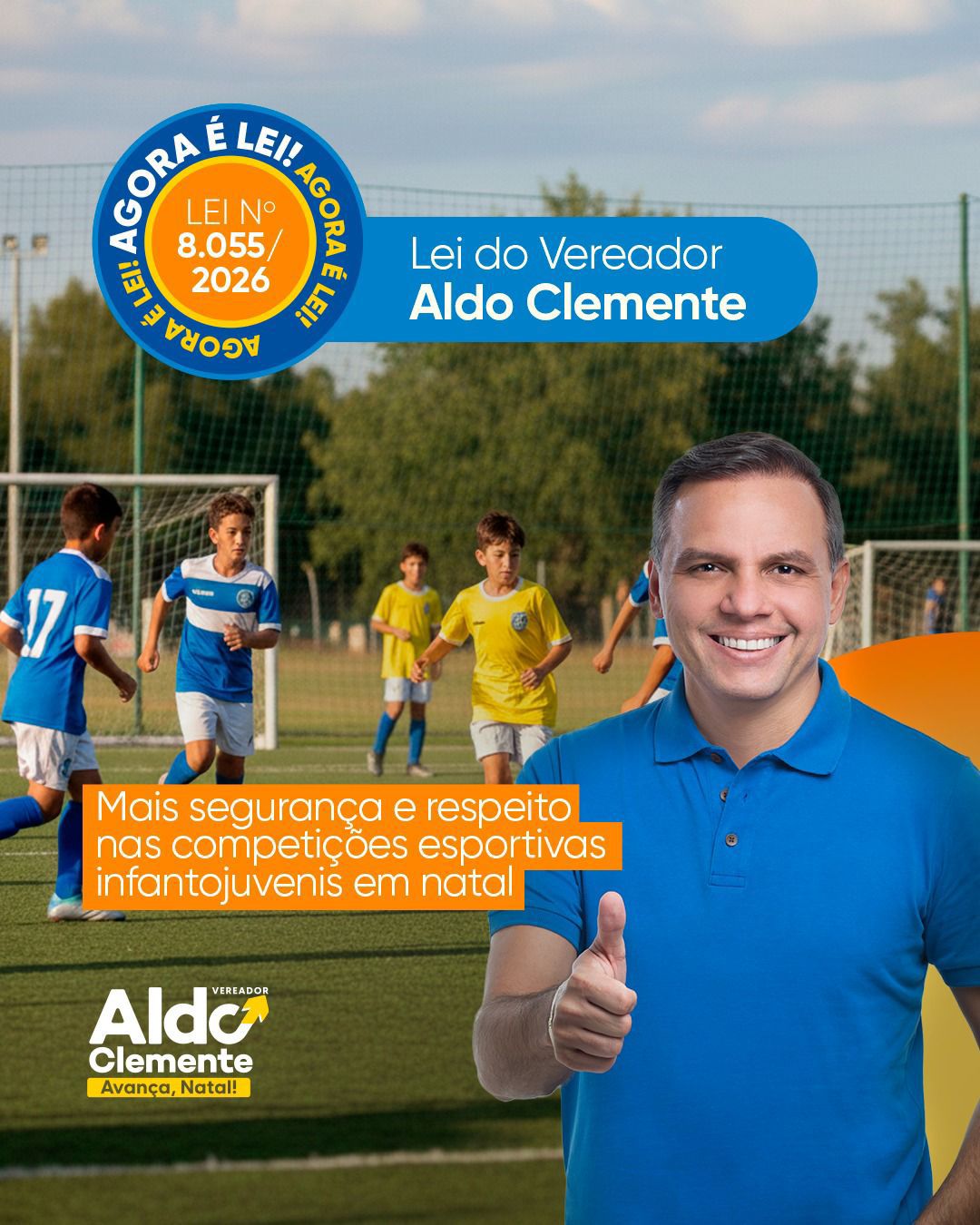 Lei de autoria do vereador Aldo Clemente fortalece segurança, respeito e proteção nas competições esportivas infantojuvenis em Natal